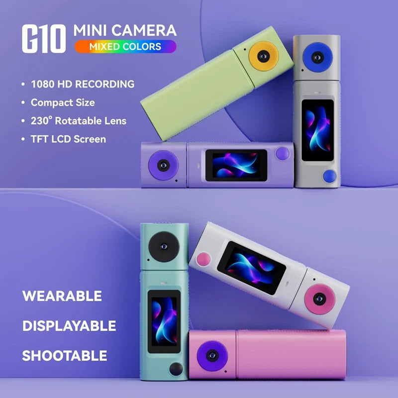 Lenovo G10 HD Mini Thumb Camera - 1080P Digital Camera with 230° Rotating Lens for Outdoor Sports, Video & Photo Capture