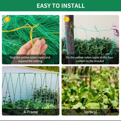 Heavy Duty Garden Plant Trellis Netting – Polyester Square Mesh Support for Climbing Plants, Vegetables & Vines