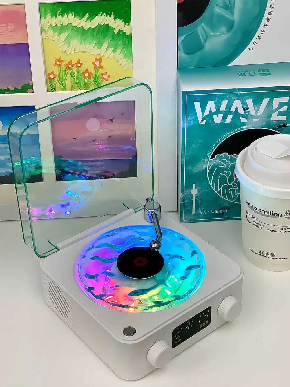 Mini Retro Bluetooth Speaker – Portable White Noise Subwoofer with RGB Lights, Sleep Aid, TF Card Support
