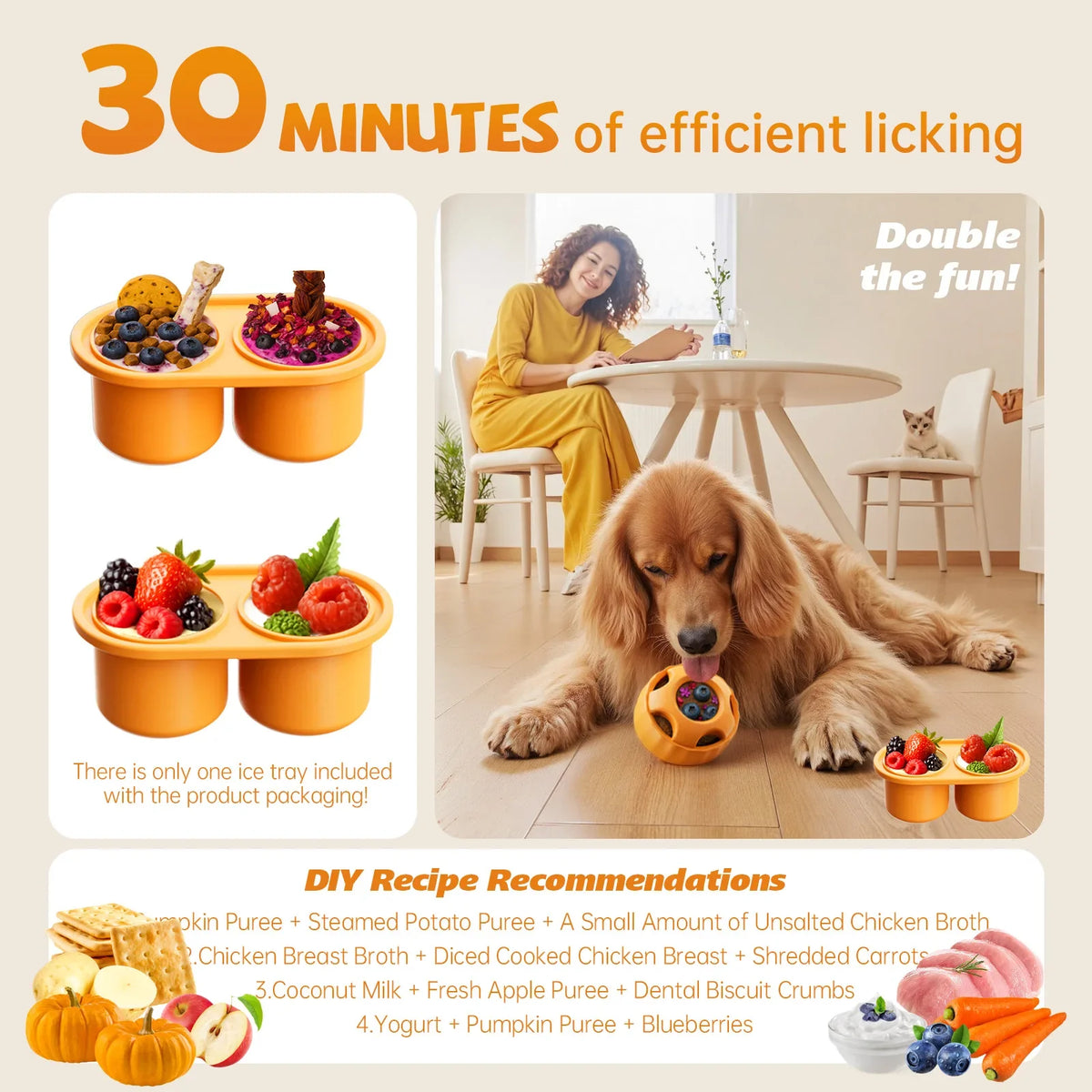 Interactive Silicone Dog Treat Mold Toy – Boredom Relief & Frozen Enrichment Chew Toy for Puppies and Dogs