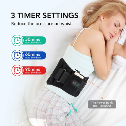 Vibration Lower Back Massager – Portable Waist Support Belt with Heating Pad & Red Light Hot Compress Lumbar Brace