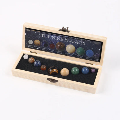 Solar System Crystal Gemstone Sphere Set – 9 Planet Stone Balls Galaxy Model for Home & Office Decor Gift