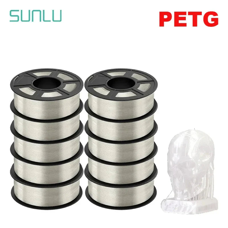 SUNLU PLA/PETG/PLA+ 3D Printer Filament Bundle – 10 Rolls 1KG Each, 1.75mm Neatly Wound Filament for 3D Printing (EU/US)