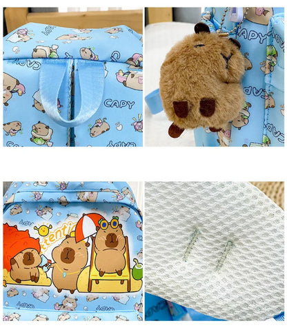 Cute Capybara Backpack | Large Capacity, Breathable Nylon Schoolbag for Students, Women & Girls, Ultra-Light Book Bag