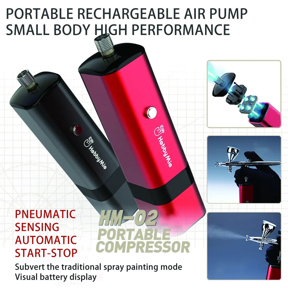 HM-02 Handheld Portable Air Compressor – Automatic Airbrush Pump for Hobby, DIY & Model Spraying