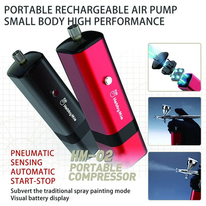 HM-02 Handheld Portable Air Compressor – Automatic Airbrush Pump for Hobby, DIY & Model Spraying