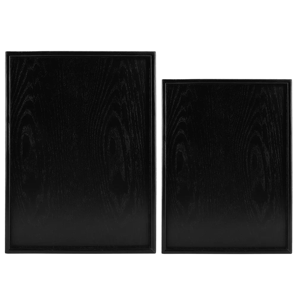Black Wood Rectangular Tea Tray – Decorative Serving Plate for Cups, Desserts, Candy & Restaurant Use
