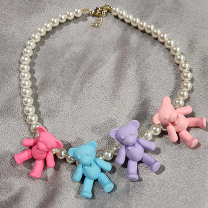 Luxury Pearl Necklace for Women - Adjustable Square Chunky Resin Statement Jewelry
