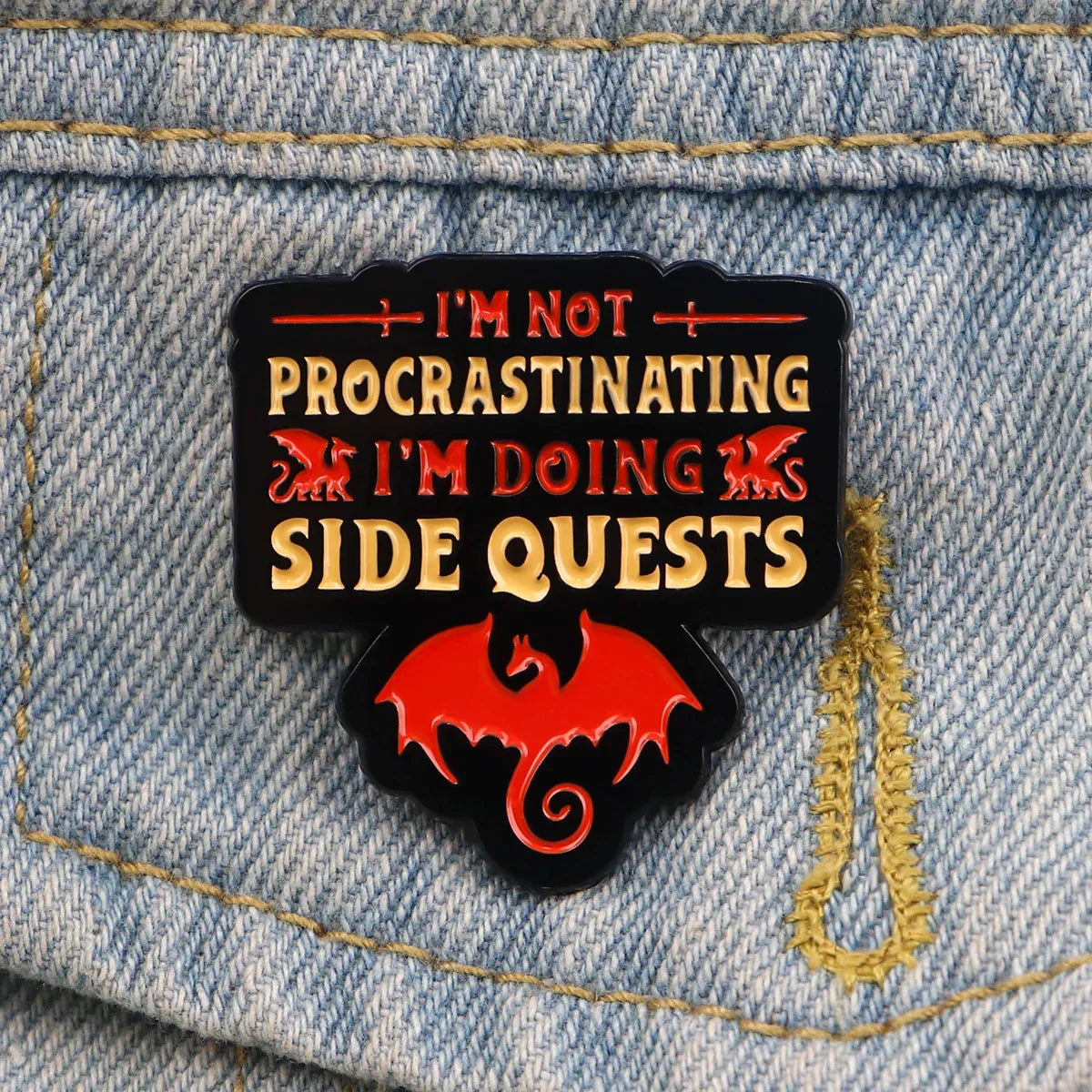 Game Quotes Enamel Pin - Side Quest Lapel Brooch Badge for Backpack Clothing Fashion Jewelry Gift Accessories