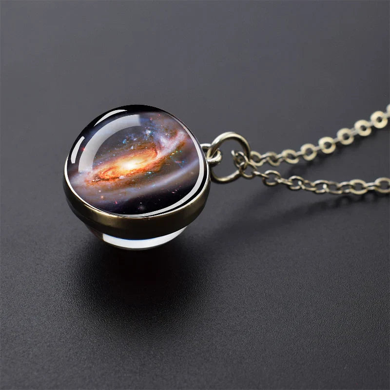 Solar System Planet Glass Ball Necklace – Moon, Earth, Jupiter & More Space-Themed Pendant for Women Fashion Gift