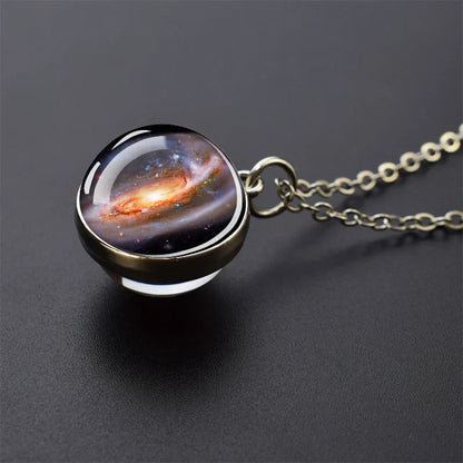 Solar System Planet Glass Ball Necklace – Moon, Earth, Jupiter & More Space-Themed Pendant for Women Fashion Gift