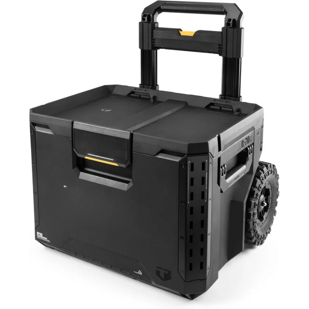 Portable 2-in-1 Rolling Toolbox – Stackable Design with Wheels, Black