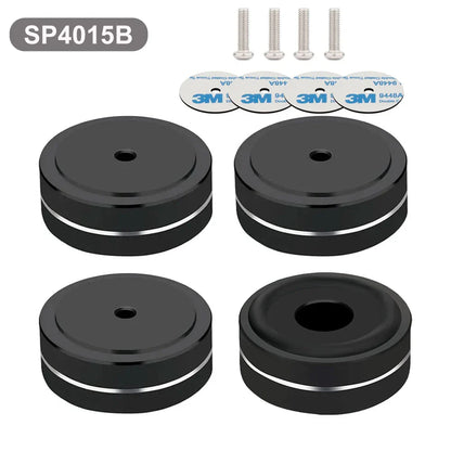 4PCS Aluminum Speaker Isolation Feet – 40x15mm Audio Equipment Feet with Non-Slip Rubber Rings