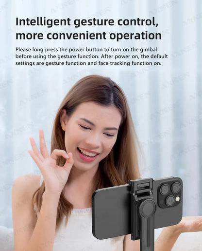 Smart Auto Face Tracking AI Gimbal – 360° Desktop Vlog Stabilizer for Smartphone & Action Camera (Tripod Optional)