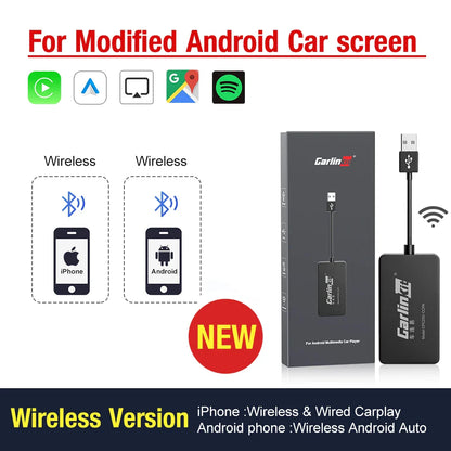 Carlinkit Wireless CarPlay Activator & Android Auto Wired USB Dongle AI Box with Bluetooth Charger & MirrorLink for Android Radio