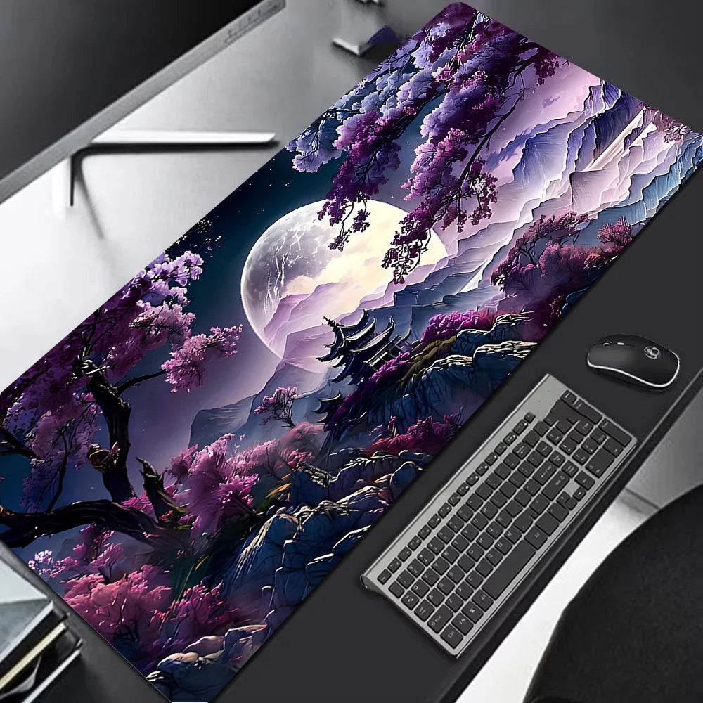 Sakura Scenery Large Anti-Slip Rubber Gaming Mouse Pad – Durable Thick Seam Edge Desk Mat for Office & Gaming