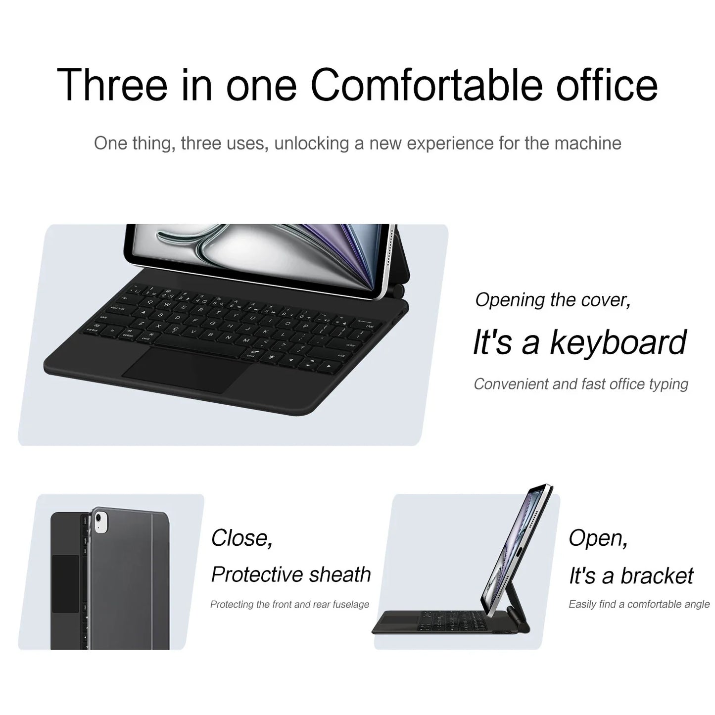 Magic Keyboard Case for iPad Air & Pro — 12.9/13-inch Smart Folio, Multi-Touch Magnetic Backlit Wireless Keyboard