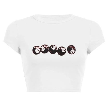 Harajuku Y2K Women’s White Crop Top – Casual Short Loose Summer Tee