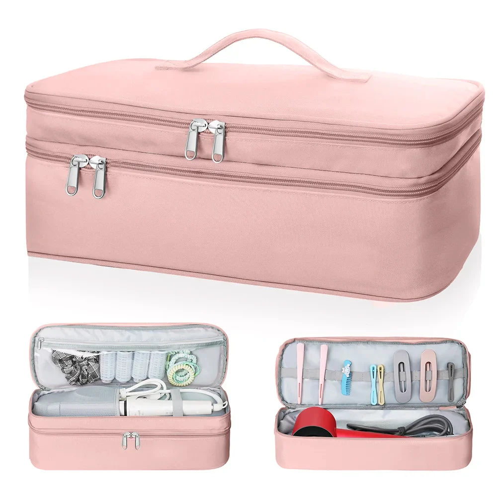 Portable Double-Layer Hair Dryer Travel Case – Storage Bag for Dyson, Shark FlexStyle & Attachments Organizer Carrying Case