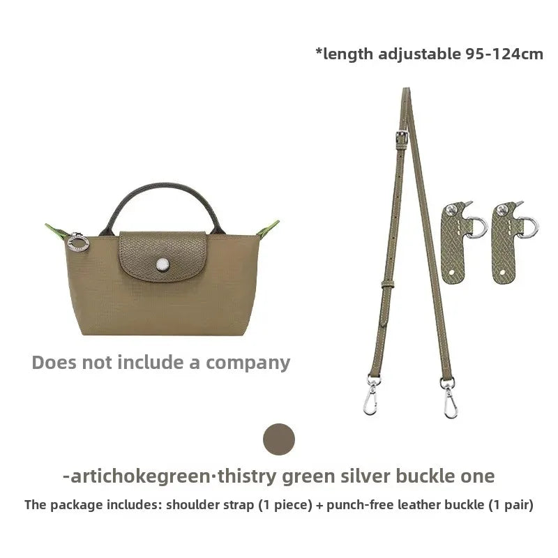 Leather Replacement Crossbody Bag Strap for Longchamp Mini — Earthy Color Shoulder Strap, No Punching Needed