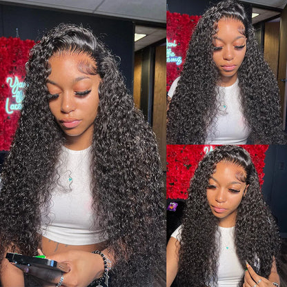 250% Density Deep Curly 13x6 HD Lace Frontal Wig – Glueless Deep Wave Human Hair Lace Front Wig, Ready to Wear