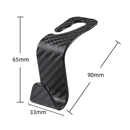 4Pcs Carbon Fiber Car Seat Headrest Hook - Auto Back Seat Organizer Hanger for Handbags, Clothes - Interior Car Accessories