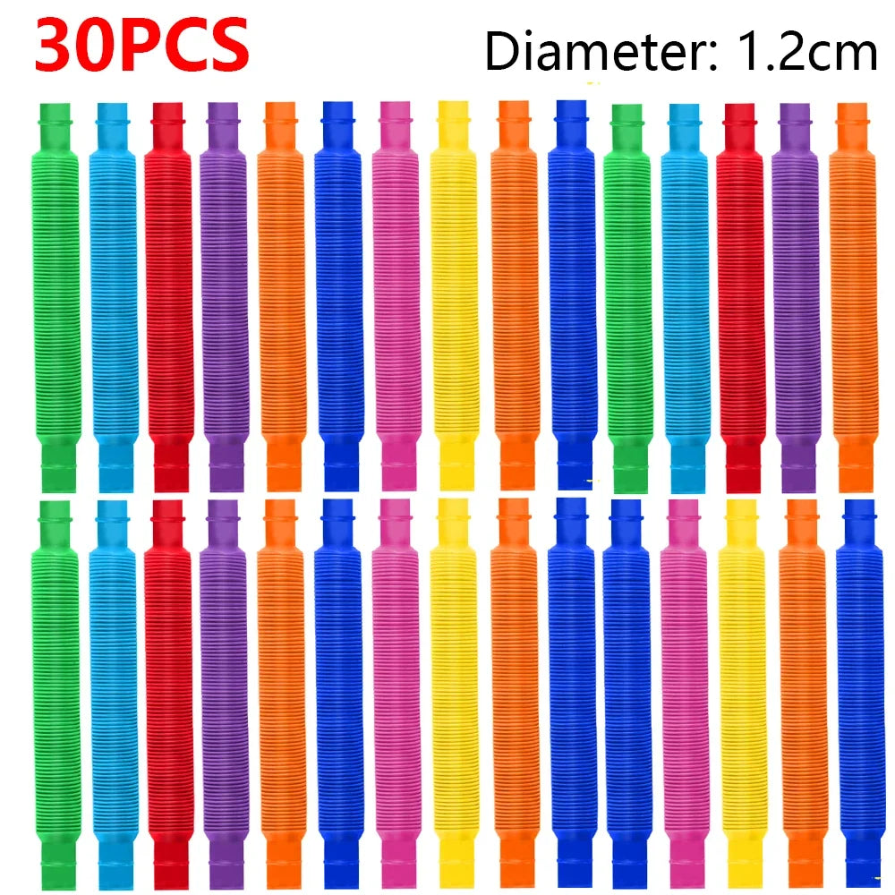 Colorful Pop Tubes Fidget Toys - Telescopic Sensory Stress Relief Toys for Kids & Adults