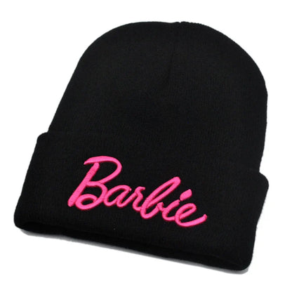 Barbie Knitted Hat – Cute Pink Pullover Ski Cap for Women, Kawaii Anime Winter Accessories, Christmas Gift for Girls
