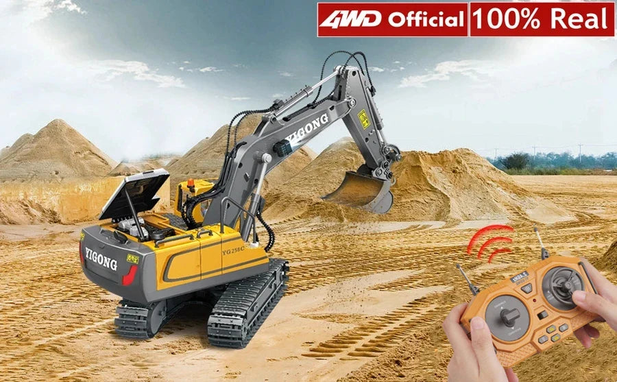 4WD RC Excavator Alloy Dump Truck Bulldozer | Remote Control Construction Vehicle Toy for Kids
