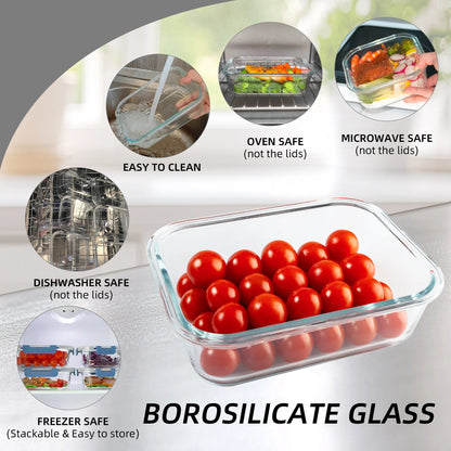 16-Piece Glass Food Storage Container Set — Leakproof, Airtight, BPA-Free, Microwave & Oven Safe, Stackable Kitchen Organizer