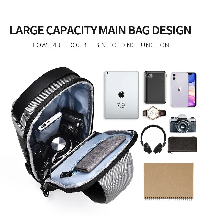 Designer Multifunction Anti-Theft USB Shoulder Bag – Travel Crossbody Messenger Sling Chest Bag for Men, Luxury Brand