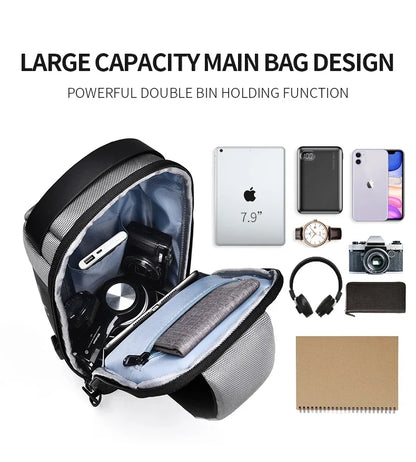Designer Multifunction Anti-Theft USB Shoulder Bag – Travel Crossbody Messenger Sling Chest Bag for Men, Luxury Brand