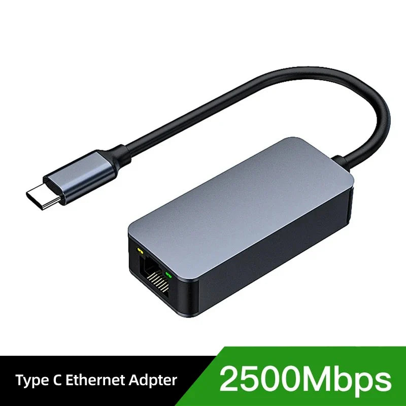 2500Mbps USB 3.0 Wired Ethernet Adapter – USB Type-C to RJ45 LAN Network Card for PC, MacBook, Windows Laptop