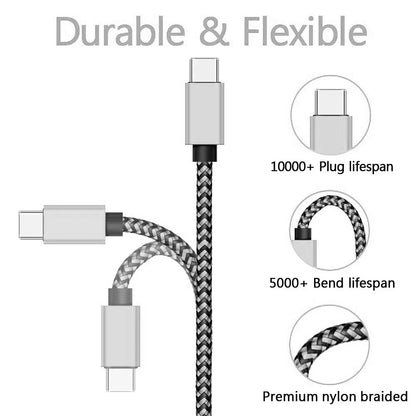 USB Type-C 2.4A Fast Charging Cable – Nylon Braided Data & Power Charger Wire for Huawei, Samsung & USB-C Compatible Devices