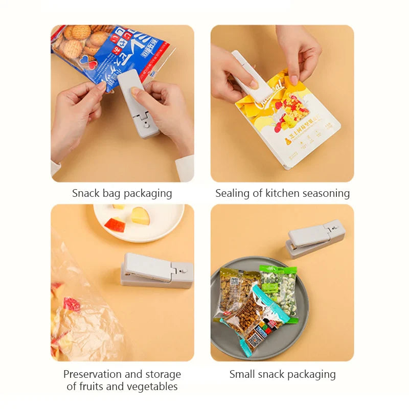 Rechargeable 2-in-1 Mini Bag Sealer with Cutter Knife - USB Chargable, Portable Heat Sealer for Plastic Bag Food Storage