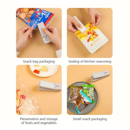 Rechargeable 2-in-1 Mini Bag Sealer with Cutter Knife - USB Chargable, Portable Heat Sealer for Plastic Bag Food Storage