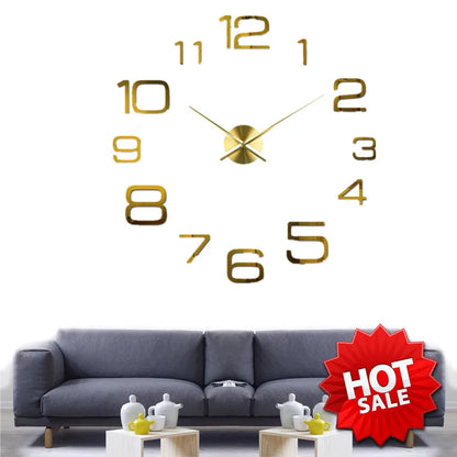 2023 Modern Large 3D DIY Wall Clock – Acrylic Mirror Quartz Clock for Living Room Home Decor