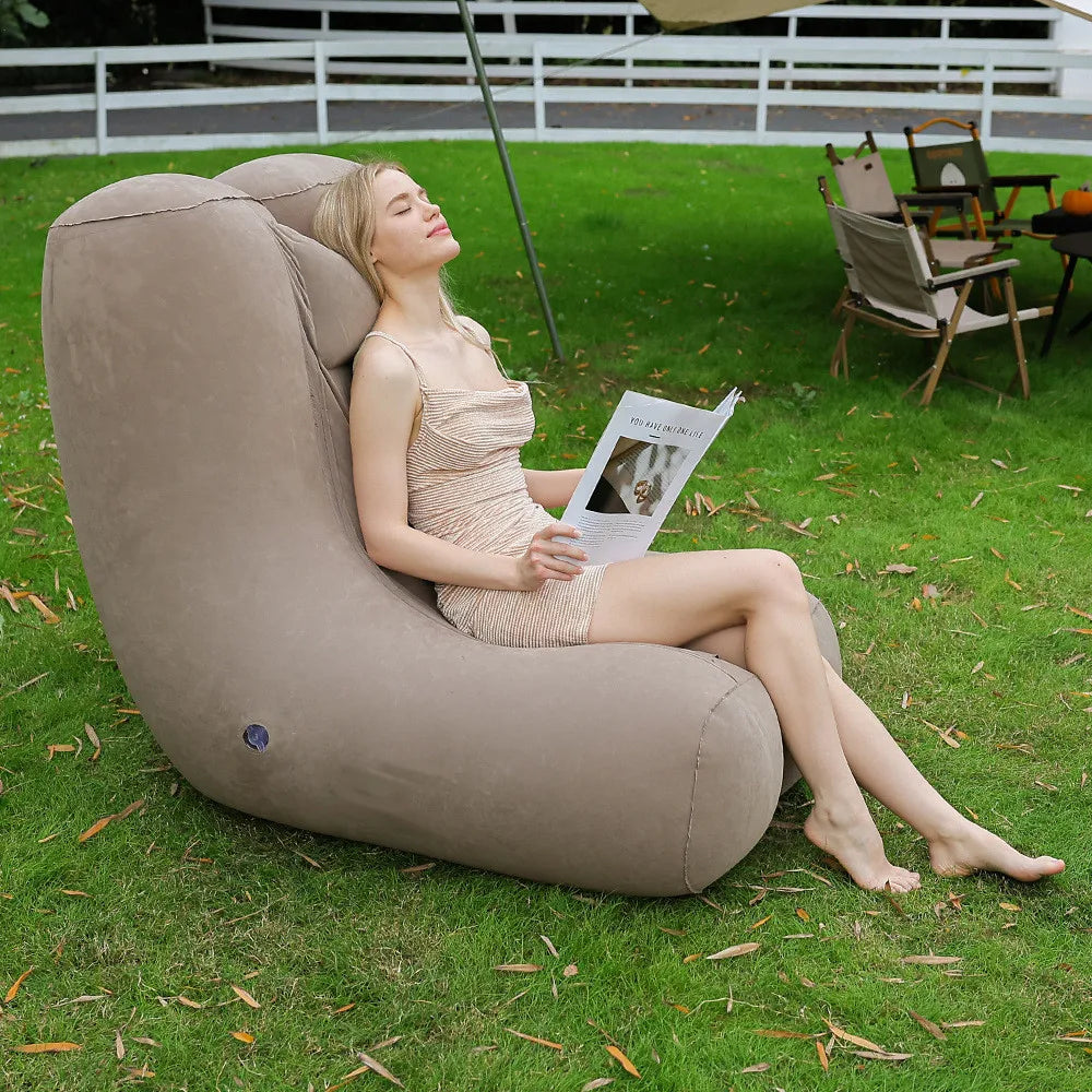 Folding Inflatable Sofa Chair - Thick Durable Compact Lounge for Gaming, Relaxing & Sleeping