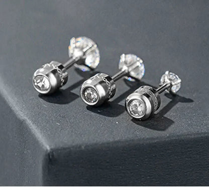 Medical Stainless Steel Zircon Ear Stud Earrings – Hypoallergenic Crystal Cartilage & Tragus Piercing Jewelry with Screw Back