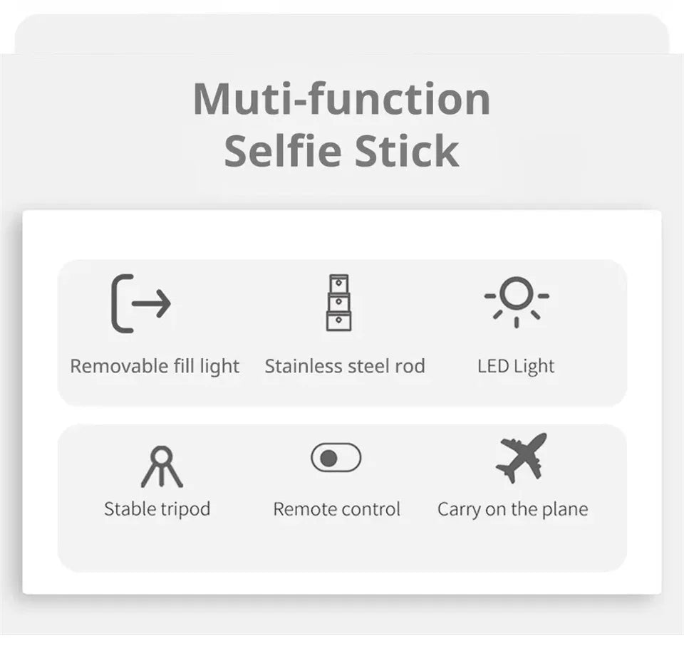FANGTUOSI 2025 L15 Wireless Selfie Stick Tripod – Foldable Monopod with LED Light for Smartphones, TikTok & Live Shooting