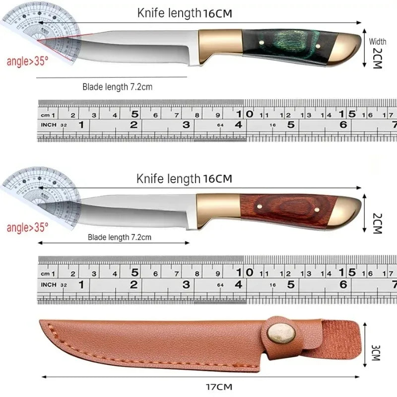 Portable Fruit Knife – Handheld Small Dining Knife for Lamb, Kitchen Use with Leather Cover & Keychain