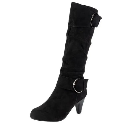 Women’s Knee-High Zipper Boots – Pointed Toe English-Style Fashion Shoes, Casual Plus Size 43