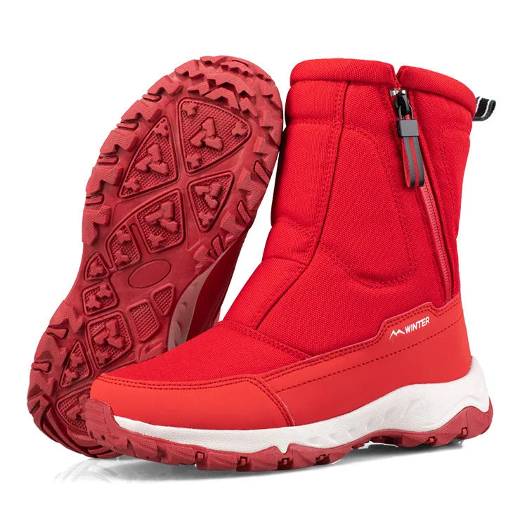 Large Winter Men’s Boots – Warm Plush Ankle High-Top Snow Boots, Sweat-Wicking Outdoor Sneakers