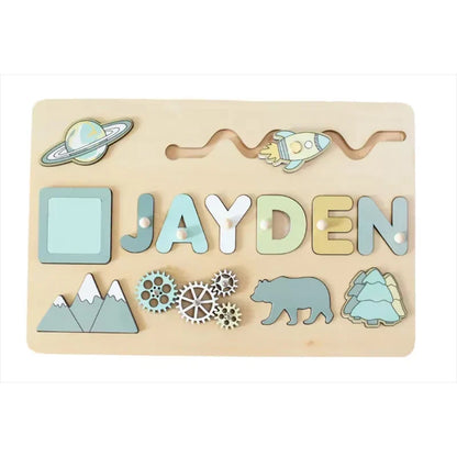 Montessori Personalized Wooden Name Puzzle — Custom Letter Board Educational Toy for Babies