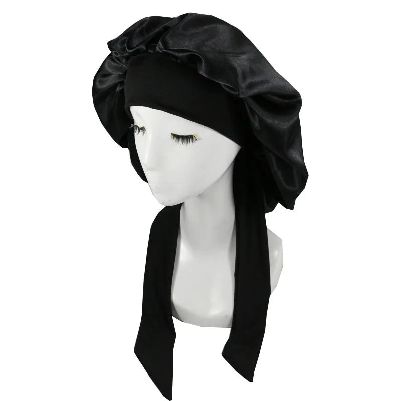 Unisex Satin Sleeping Hat - Solid Color Night Sleep Cap, Hair Care Bonnet, Nightcap for Women and  Men, Shower Turban