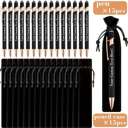 Custom Engraved Ballpoint Pens Set - Personalized Metal Pens with Cases & Bags for Business Gifts