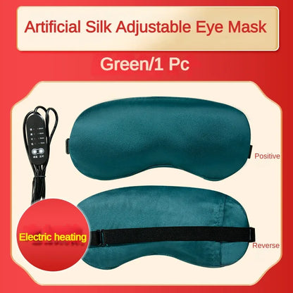 Silk USB Heated Eye Mask — Hot Steam Compress, Temperature-Controlled Sleep Blindfold for Comfortable Rest