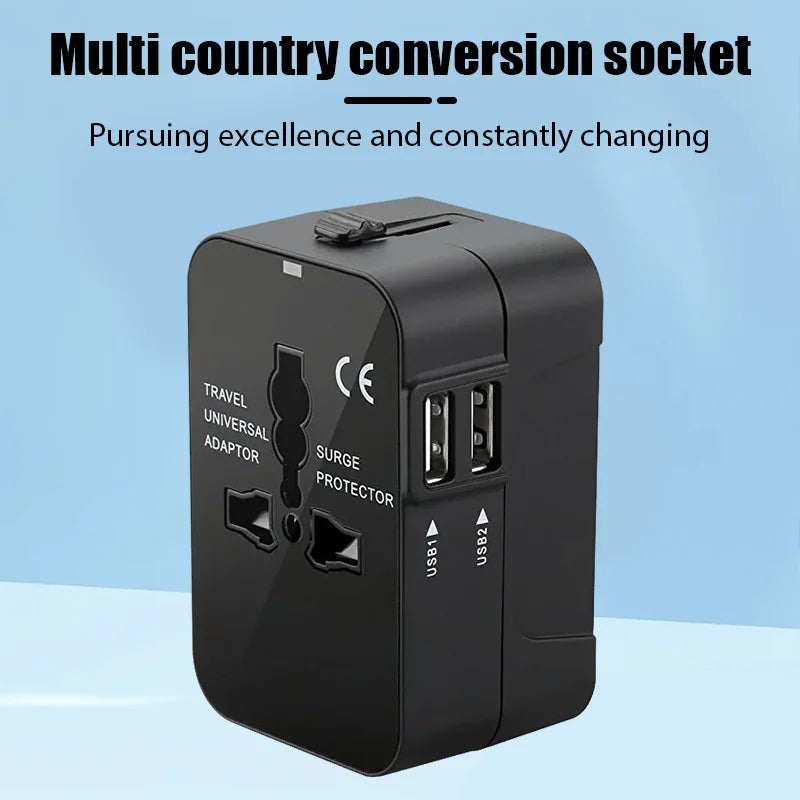 Global Travel Conversion Plug – Dual USB Port EU/UK/US/AU AC Power Charger Universal Adapter Socket Converter