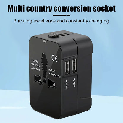 Global Travel Conversion Plug – Dual USB Port EU/UK/US/AU AC Power Charger Universal Adapter Socket Converter