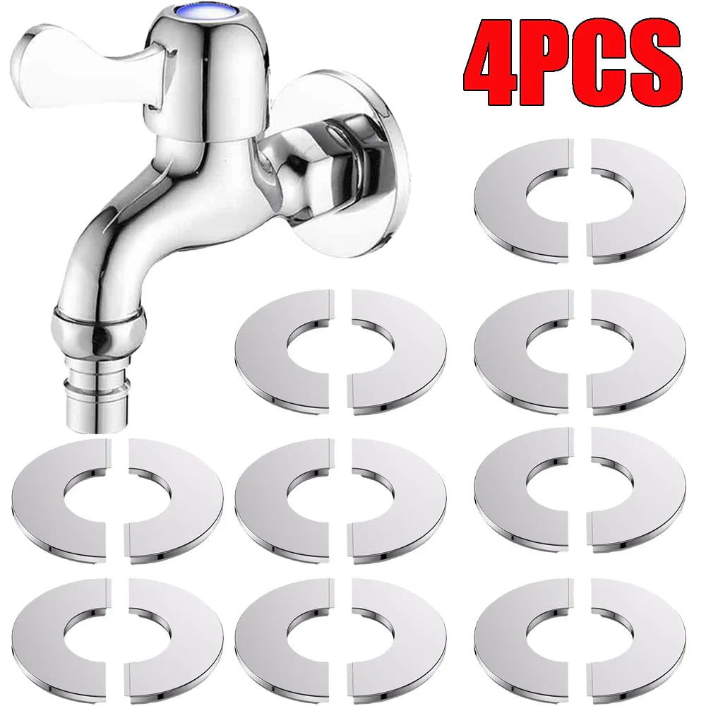 4/1Pcs Stainless Steel Faucet Decorative Cover – Self-Adhesive Shower Pipe Wall Trim for Bathroom & Kitchen Faucet Accessories